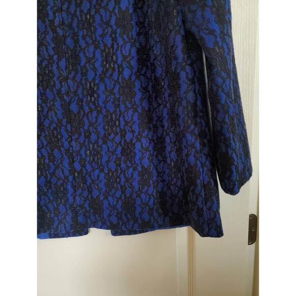 Metrostyle Full Lace Blue Black Retro Hip-Length Open Blazer Jacket, Size 12 - Picture 11 of 11